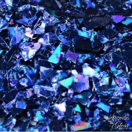 Holographic Blue Mylar Flakes for nail art and mixing in with Acrylic, Polygel and Gel Nails. Diamonds & Gloss Australia Nail Art Supplies.