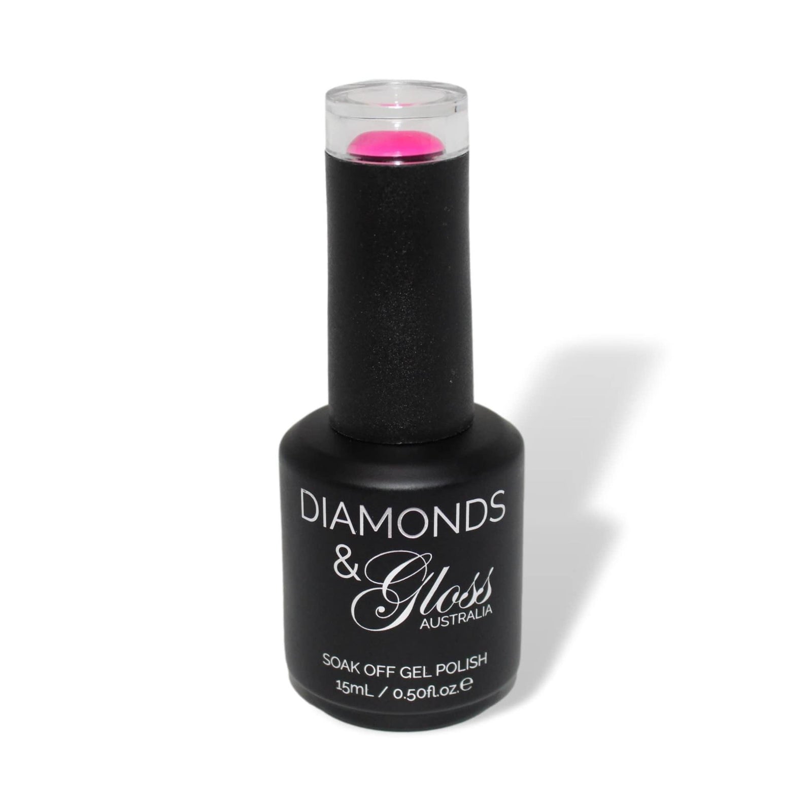 Hot Pink Neon HEMA Free Gel Nail Polish Diamonds & Gloss Australia 15ml Bottle Vegan , Cruelty Free