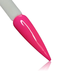 Kiss Me Hot Neon Pink HEMA Free Gel Polish on Nail Swatch Stick 