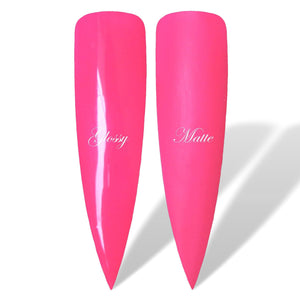 Kiss Me Hot Neon Pink Glossy & Matte HEMA Free Gel Nail Polish Swatches 