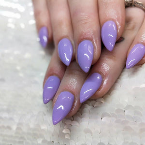 Lightly Lavender Light Purple HEMA Free Gel Nail Polish Diamonds & Gloss Australia Painted on Gel , Polygel and Acrylic Nails with Nail Art. Vegan , Cruelty Free
