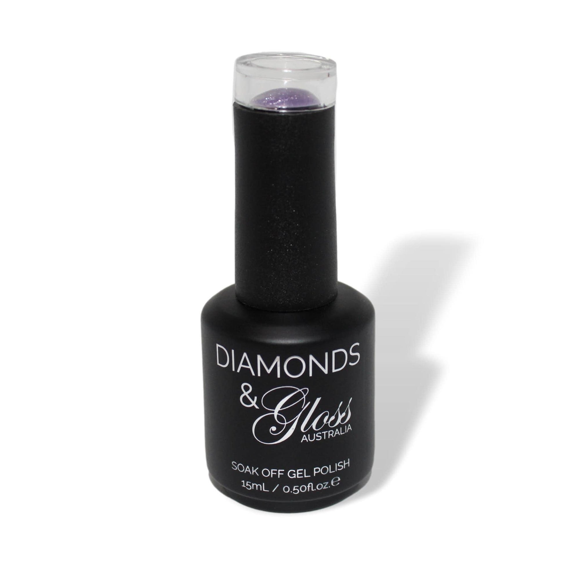 Lilac Purple Metallic HEMA Free Gel Nail Polish Diamonds & Gloss Australia 15ml Bottle Vegan , Cruelty Free