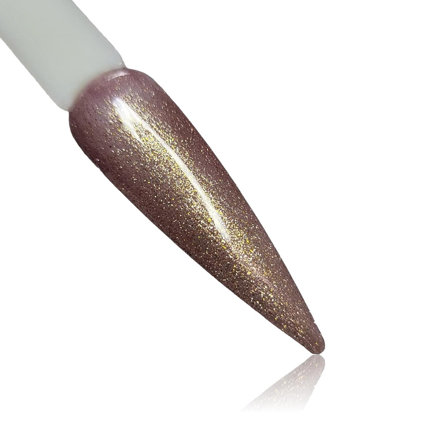 Loot Rose Gold Shimmer HEMA Free Gel Polish on Nail Swatch Stick 