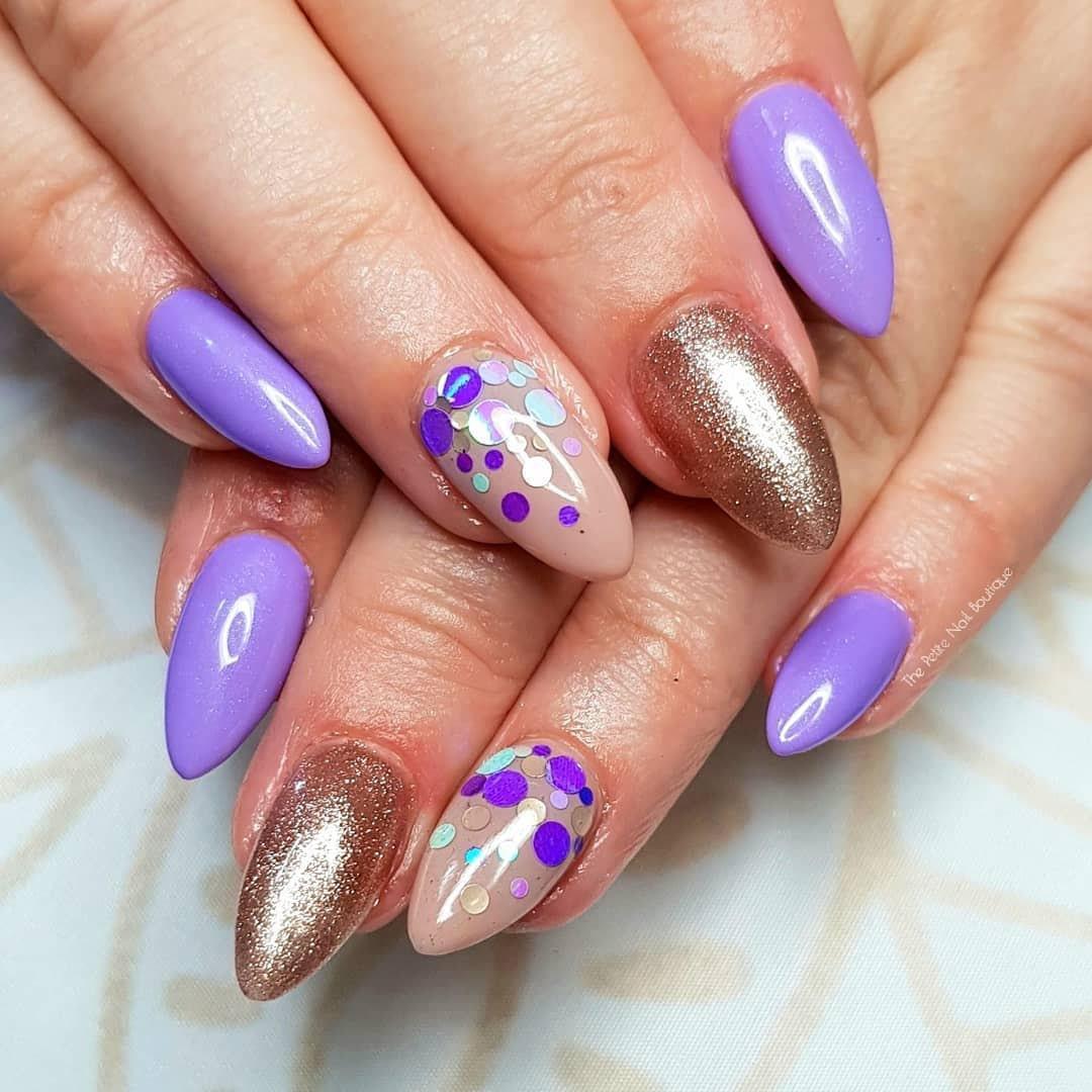 Met My Match Light Purple Lavender Shimmer HEMA Free Gel Nail Polish Diamonds & Gloss Australia Painted on Gel , Polygel and Acrylic Nails with Nail Art. Vegan , Cruelty Free
