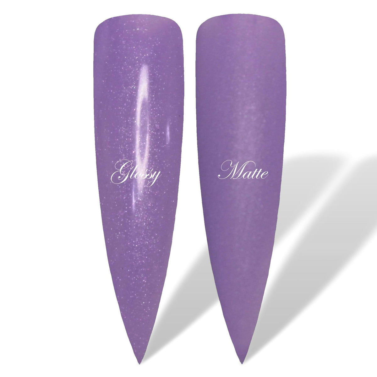 Met My Match Light Purple Lavender Shimmer Glossy &amp; Matte HEMA Free Gel Nail Polish Swatches