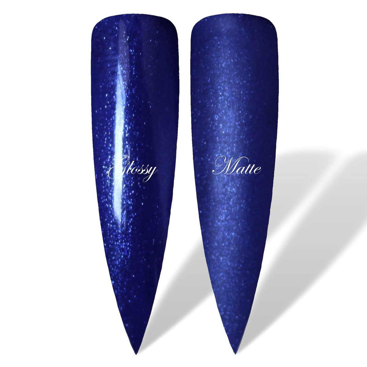 Midnight Blues Dark Blue Shimmer Glossy &amp; Matte HEMA Free Gel Nail Polish Swatches