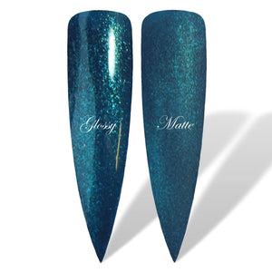 Ocean Blue Aqua Shimmer HEMA Free Gel Nail Polish Glossy and Matte Nail Swatches