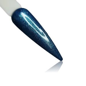 Ocean Aqua Blue Shimmer HEMA Free Gel Polish on Nail Swatch Stick