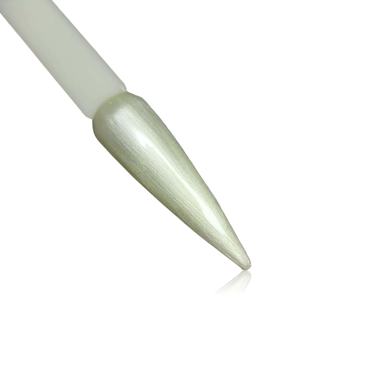 Pearl White HEMA Free Gel Polish on Nail Swatch Stick