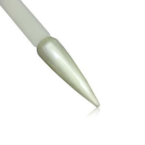 Pearl White HEMA Free Gel Polish on Nail Swatch Stick