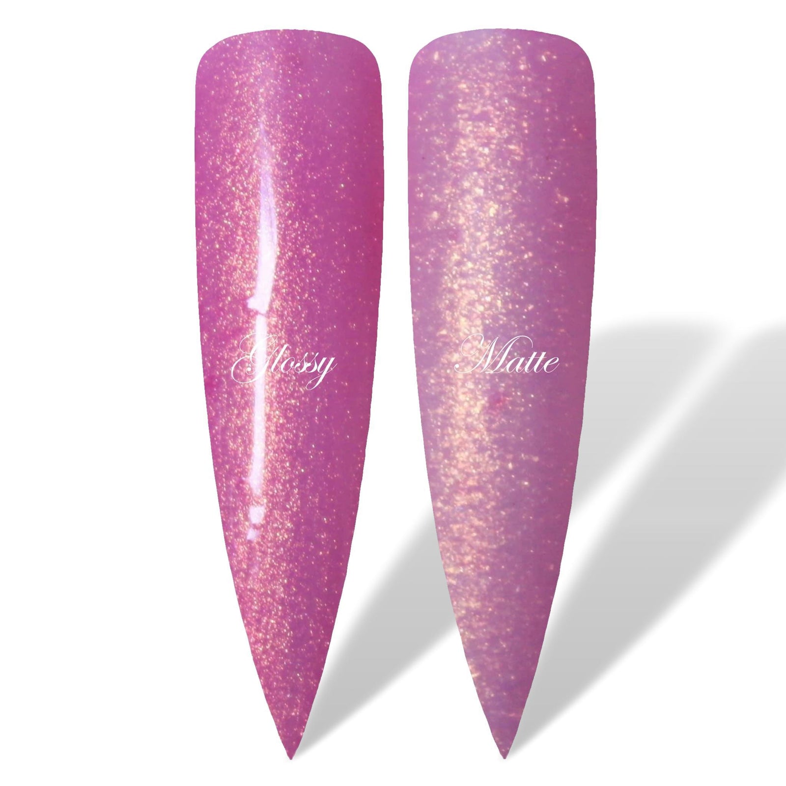 Pink Champagne Pink Gold Shimmer Glossy & Matte HEMA Free Gel Nail Polish Swatches