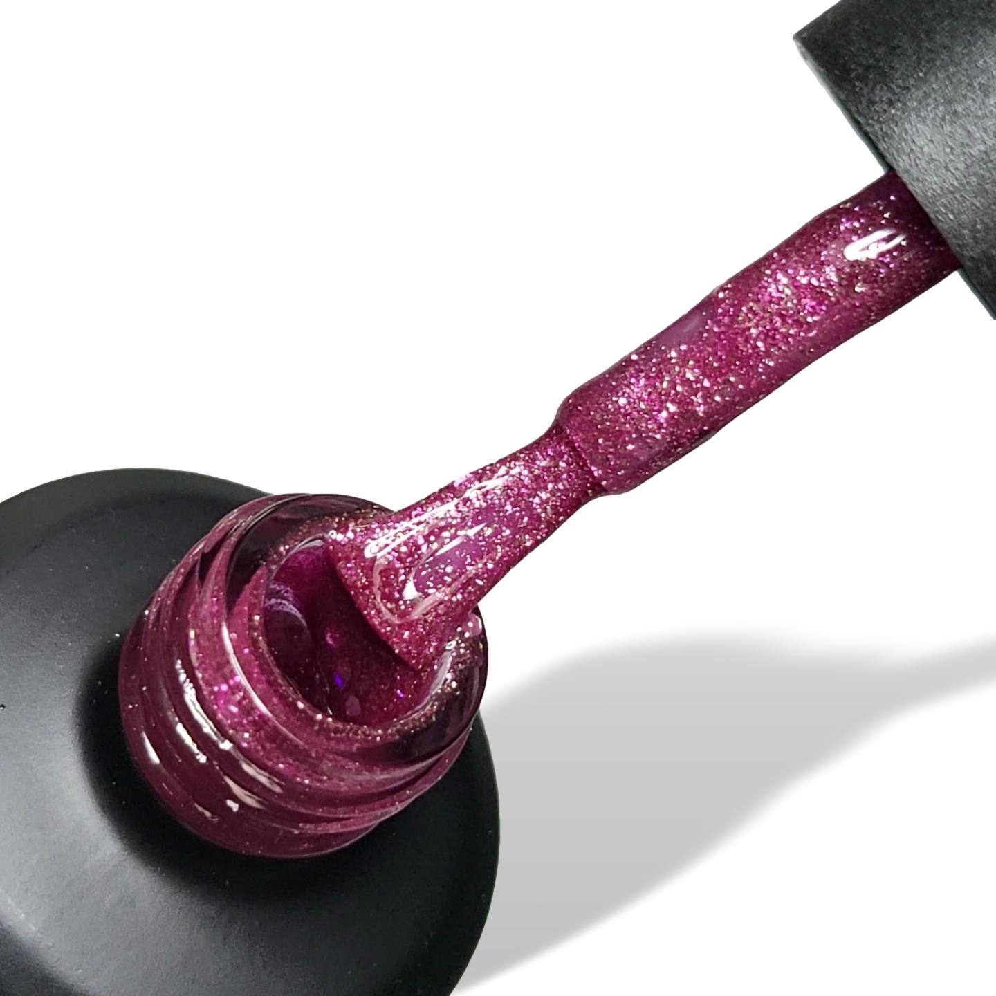 Pretty Pink Metallic Shimmer HEMA Free Gel Nail Polish 15ml Bottle & Brush