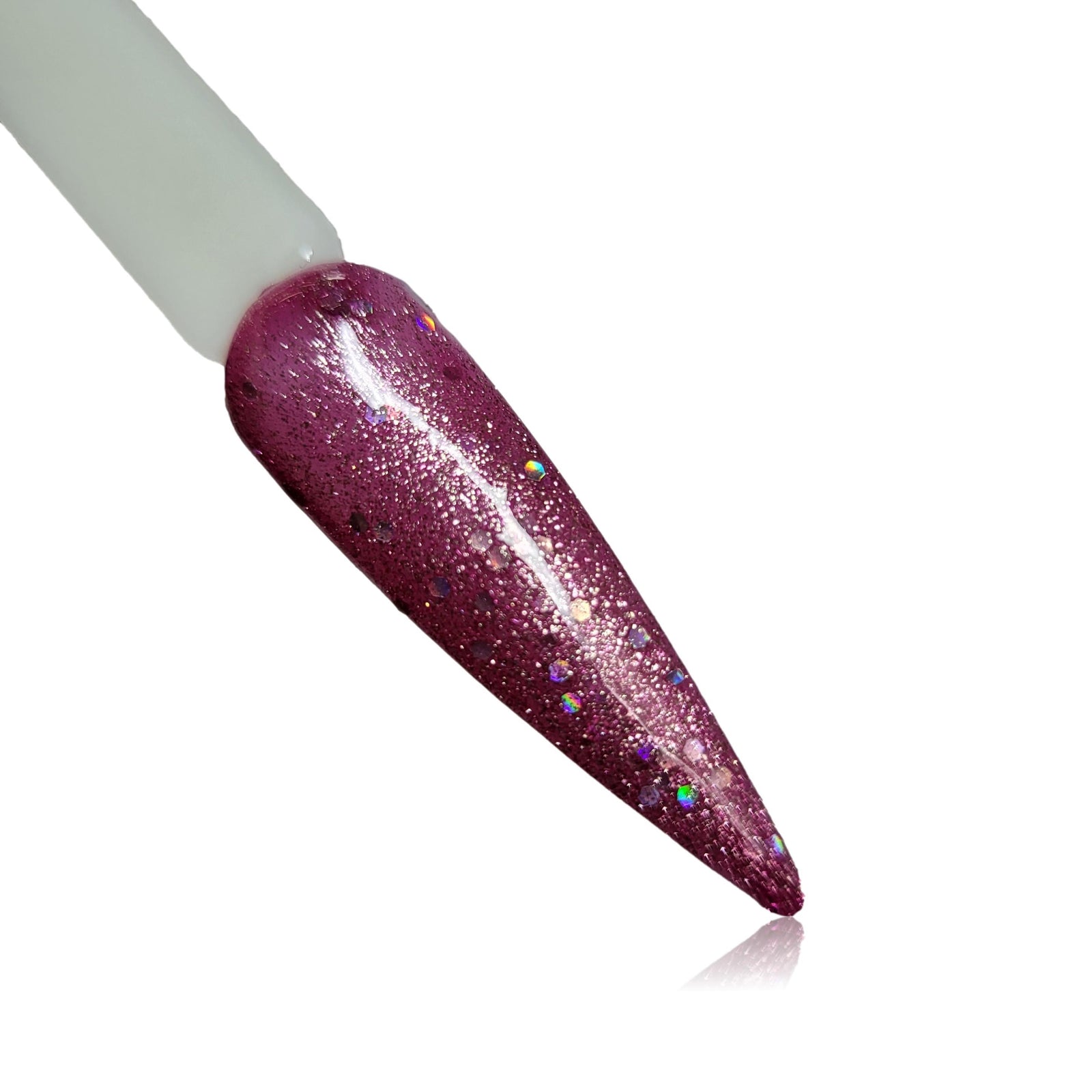 Pretty Pink Metallic Shimmer HEMA Free Gel Polish on Nail Swatch Stick