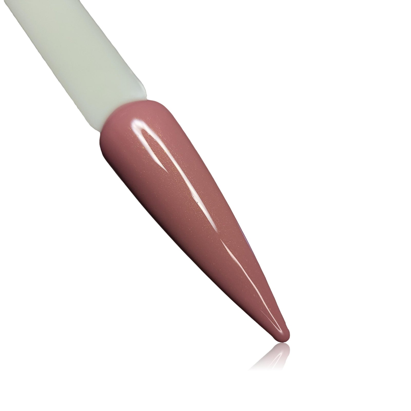 Punch Dark Nude Shimmer HEMA Free Gel Polish on Nail Swatch Stick