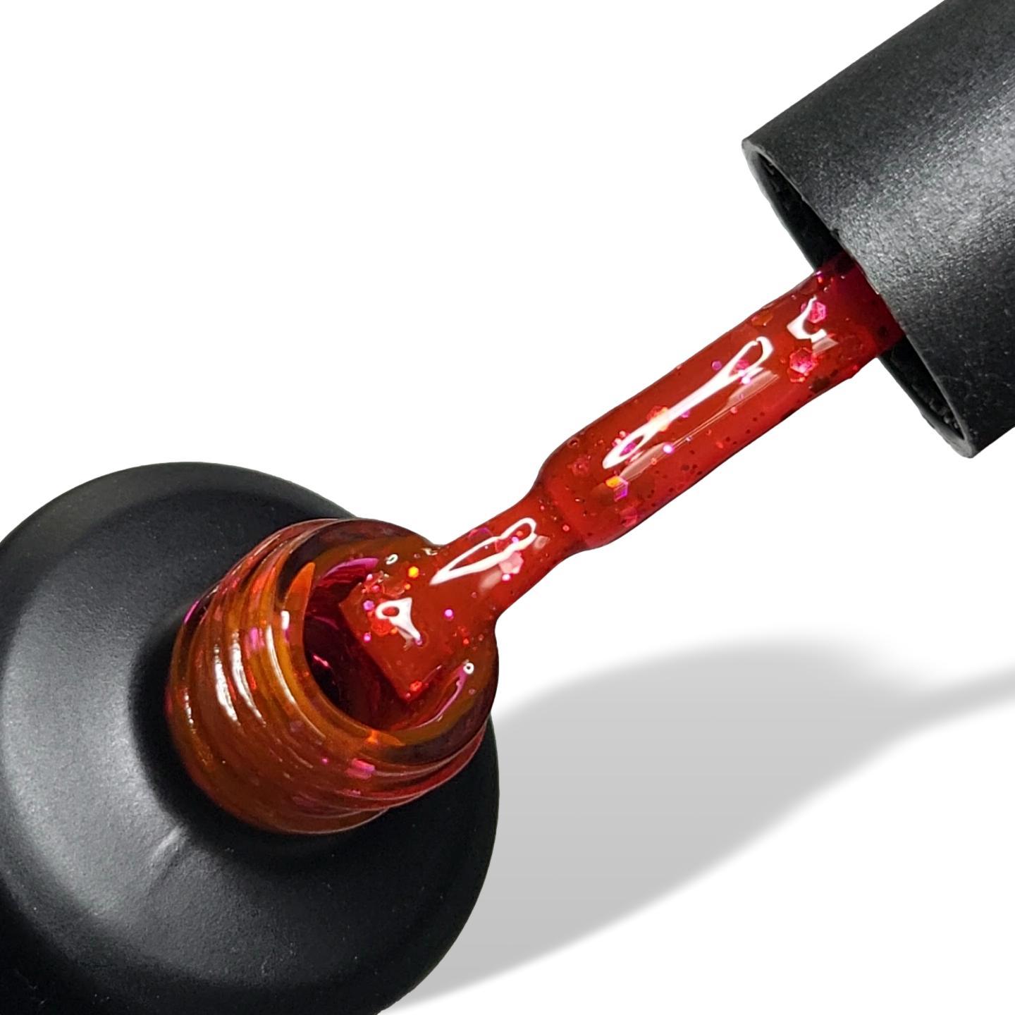 Redlicious Red Glitter HEMA Free Gel Nail Polish 15ml Bottle & Brush