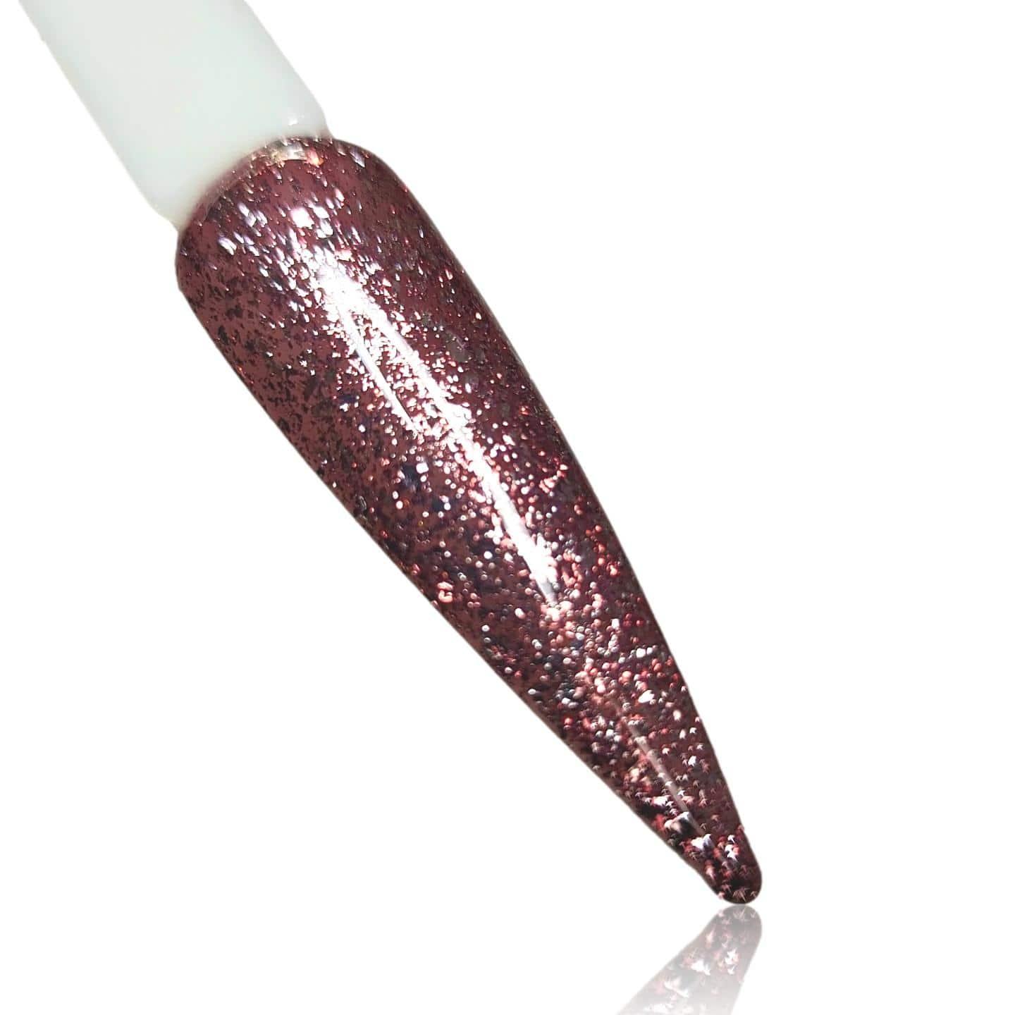 Rose Gold Platinum Metallic Glitter HEMA Free Gel Polish on Nail Swatch Stick