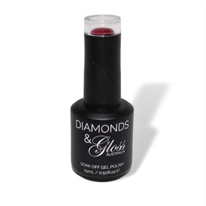 Ruby Dark Maroon Red Shimmer HEMA Free Gel Nail Polish Diamonds & Gloss Australia 15ml Bottle Vegan , Cruelty Free