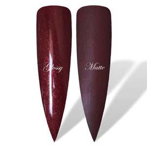 Ruby Dark Maroon Red Shimmer Glossy & Matte HEMA Free Gel Nail Polish Swatches