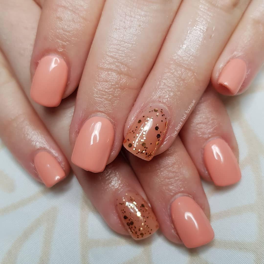 Salmon Peach Orange HEMA Free Gel Nail Polish Diamonds & Gloss Australia Painted on Gel , Polygel and Acrylic Nails with Nail Art. Vegan , Cruelty Free