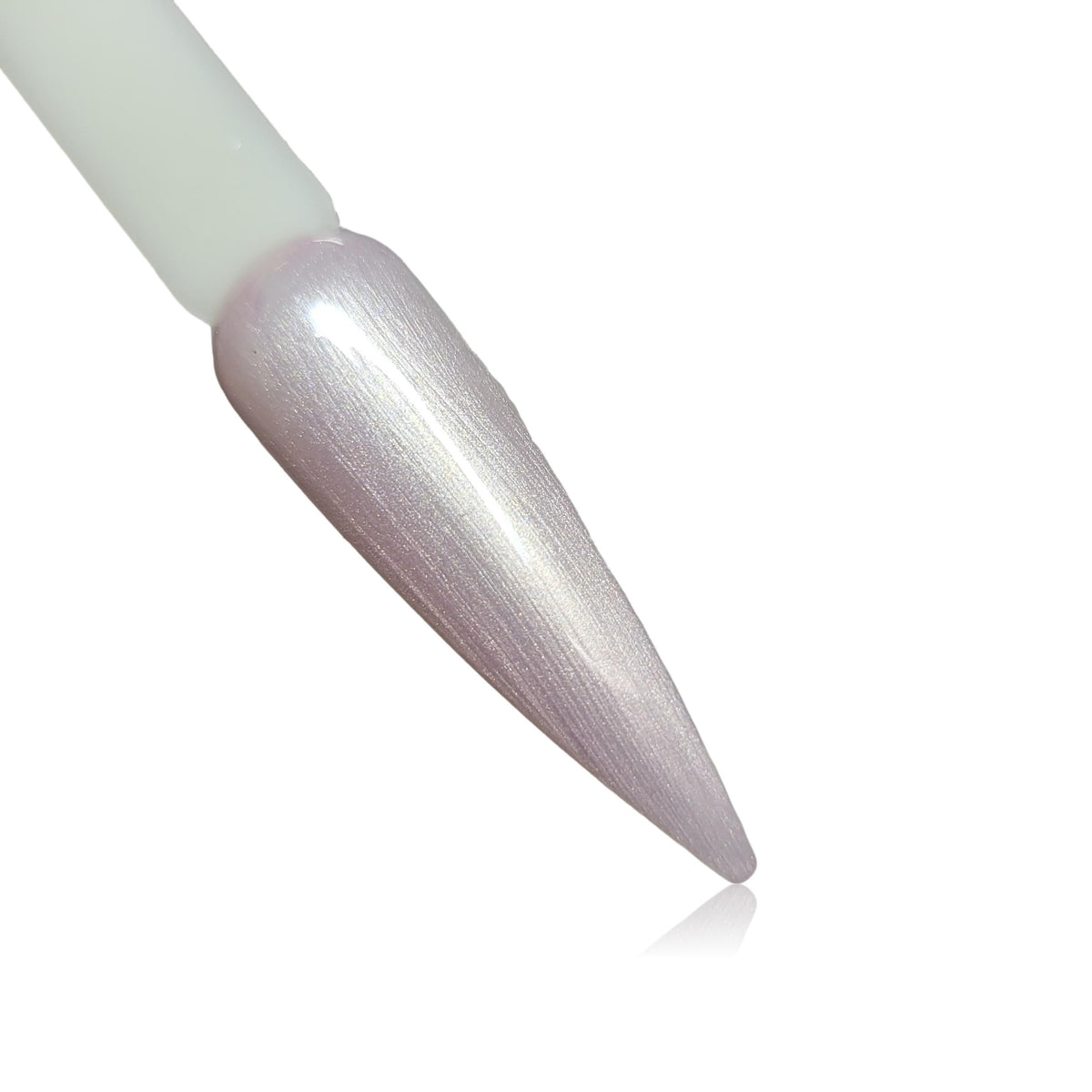 Satin Light Pink Pearl HEMA Free Gel Polish on Nail Swatch Stick