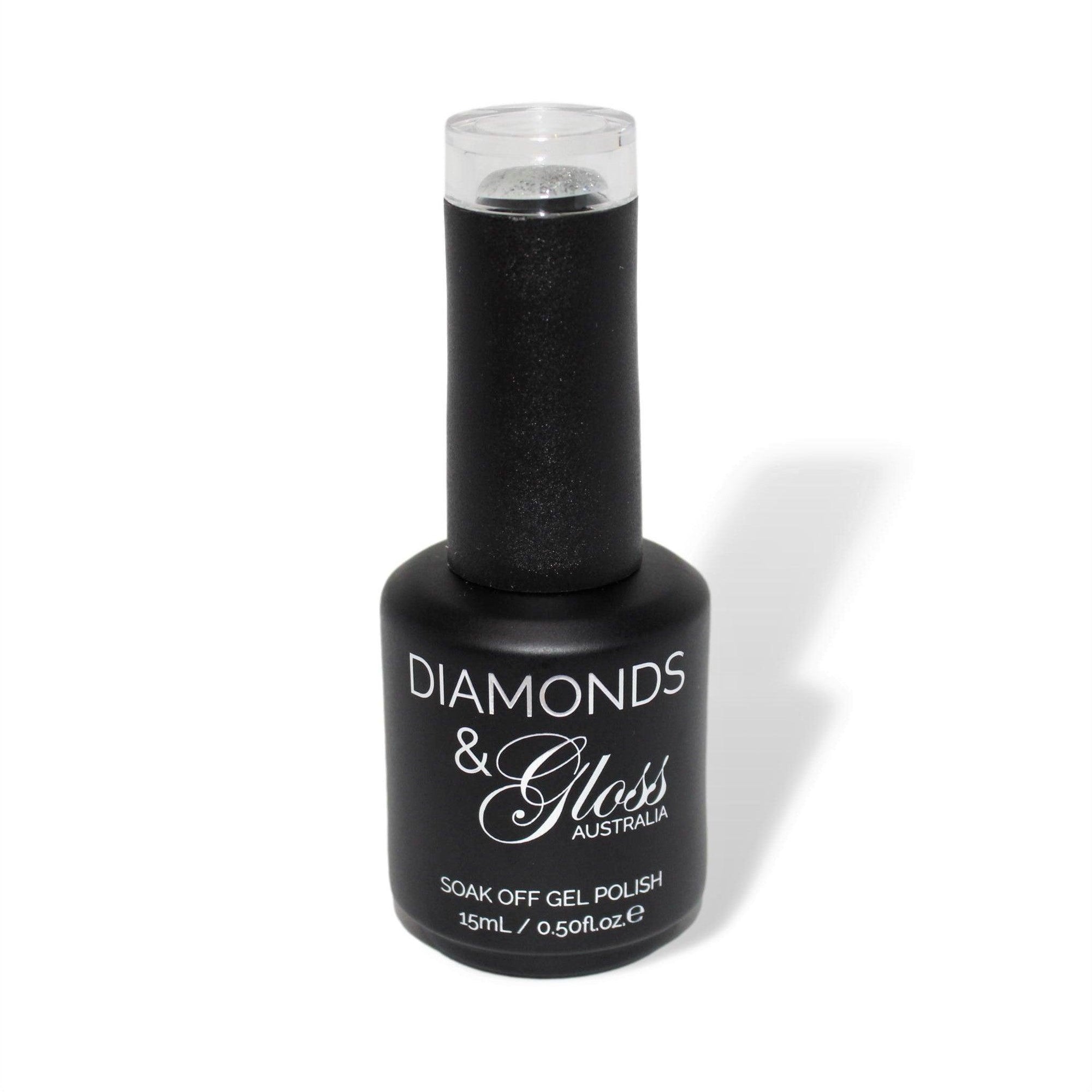 Silver Platinum Metallic Glitter HEMA Free Gel Nail Polish Diamonds & Gloss Australia 15ml Bottle Vegan, Cruelty Free