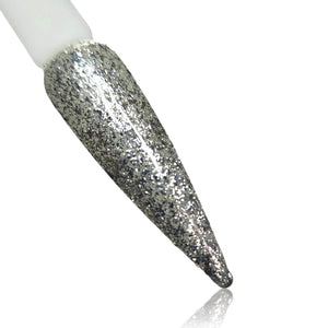 Silver Platinum Metallic Glitter  HEMA Free Gel Polish on Nail Swatch Stick 