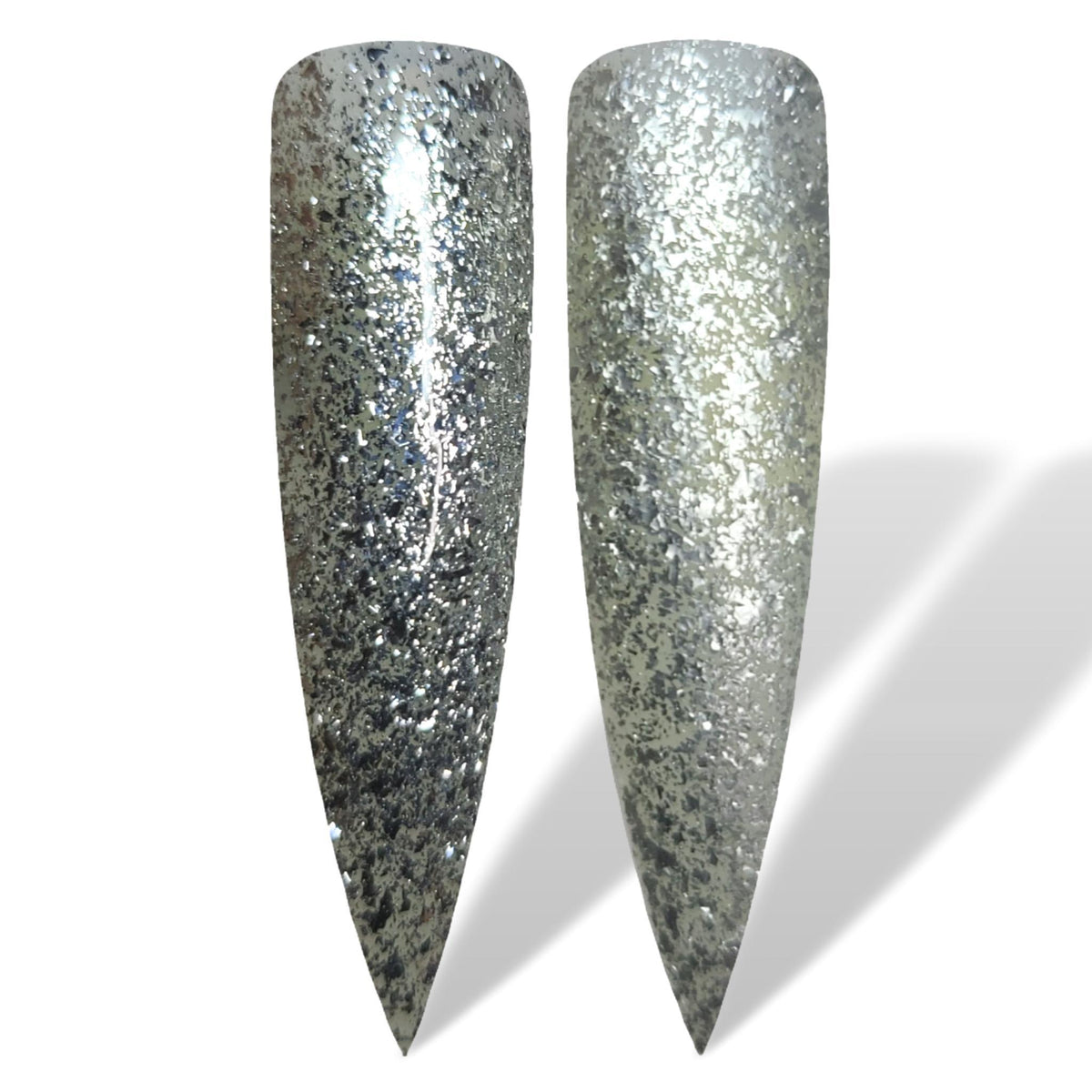 Silver Platinum Metallic Glitter Glossy &amp; Matte HEMA Free Gel Nail Polish Swatches 