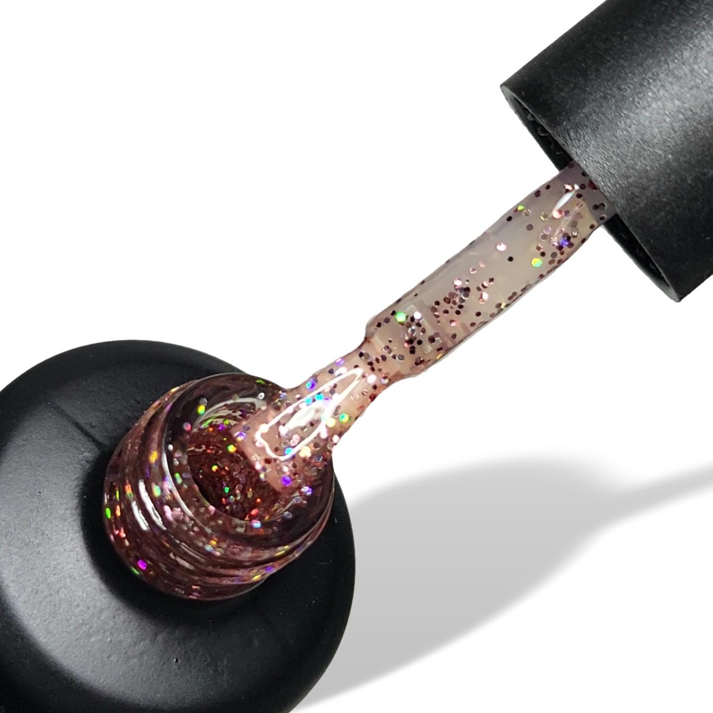 Sparkle Rose Gold Holographic Glitter  HEMA Free Gel Nail Polish 15ml Bottle & Brush 