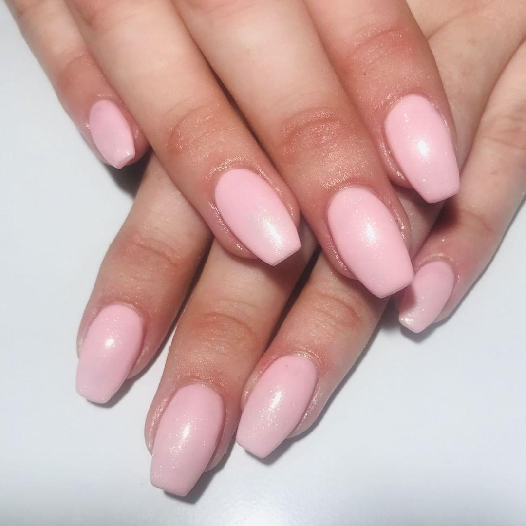 Strawberry Smoothie Light Pink Shimmer  HEMA Free Gel Nail Polish Diamonds & Gloss Australia Painted on Gel , Polygel and Acrylic Nails with Nail Art. Vegan , Cruelty Free