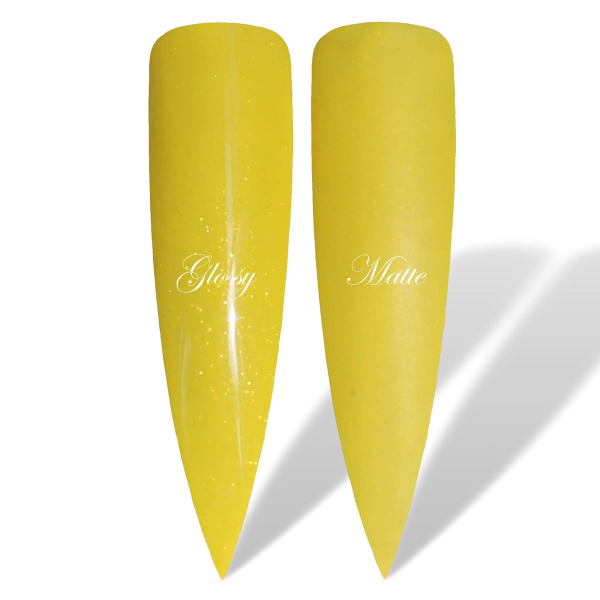 Sunny Yellow Shimmer Glossy &amp; Matte HEMA Free Gel Nail Polish Swatches 