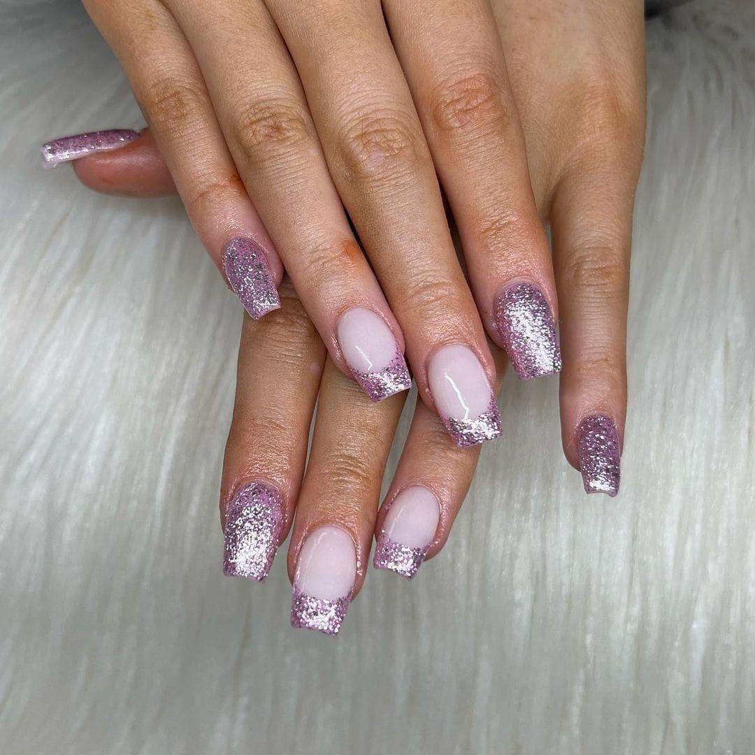 Tiara Pink Metallic Glitter HEMA Free Gel Nail Polish Diamonds & Gloss Australia Painted on Gel , Polygel and Acrylic Nails with Nail Art. Vegan , Cruelty Free