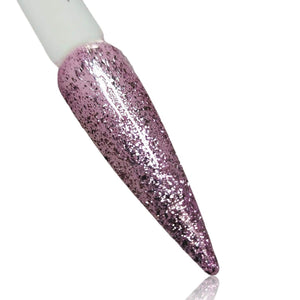 Tiara Pink Glitter Metallic HEMA Free Gel Polish on Nail Swatch Stick 