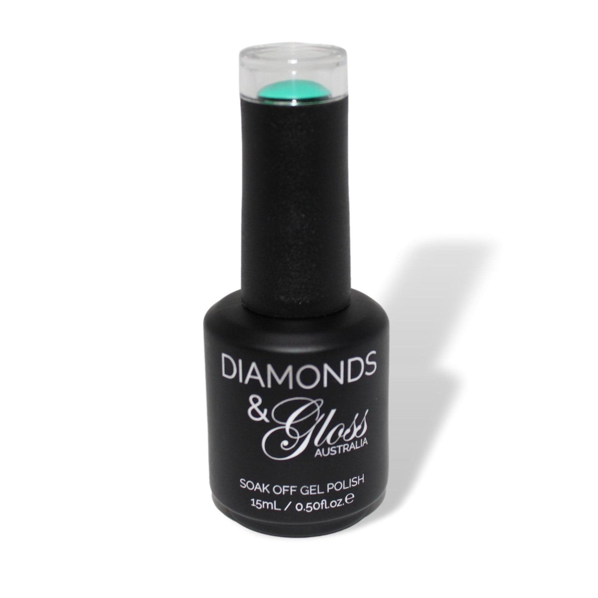 Tranquil Turquoise Aqua Green HEMA Free Gel Nail Polish Diamonds & Gloss Australia 15ml Bottle Vegan , Cruelty Free