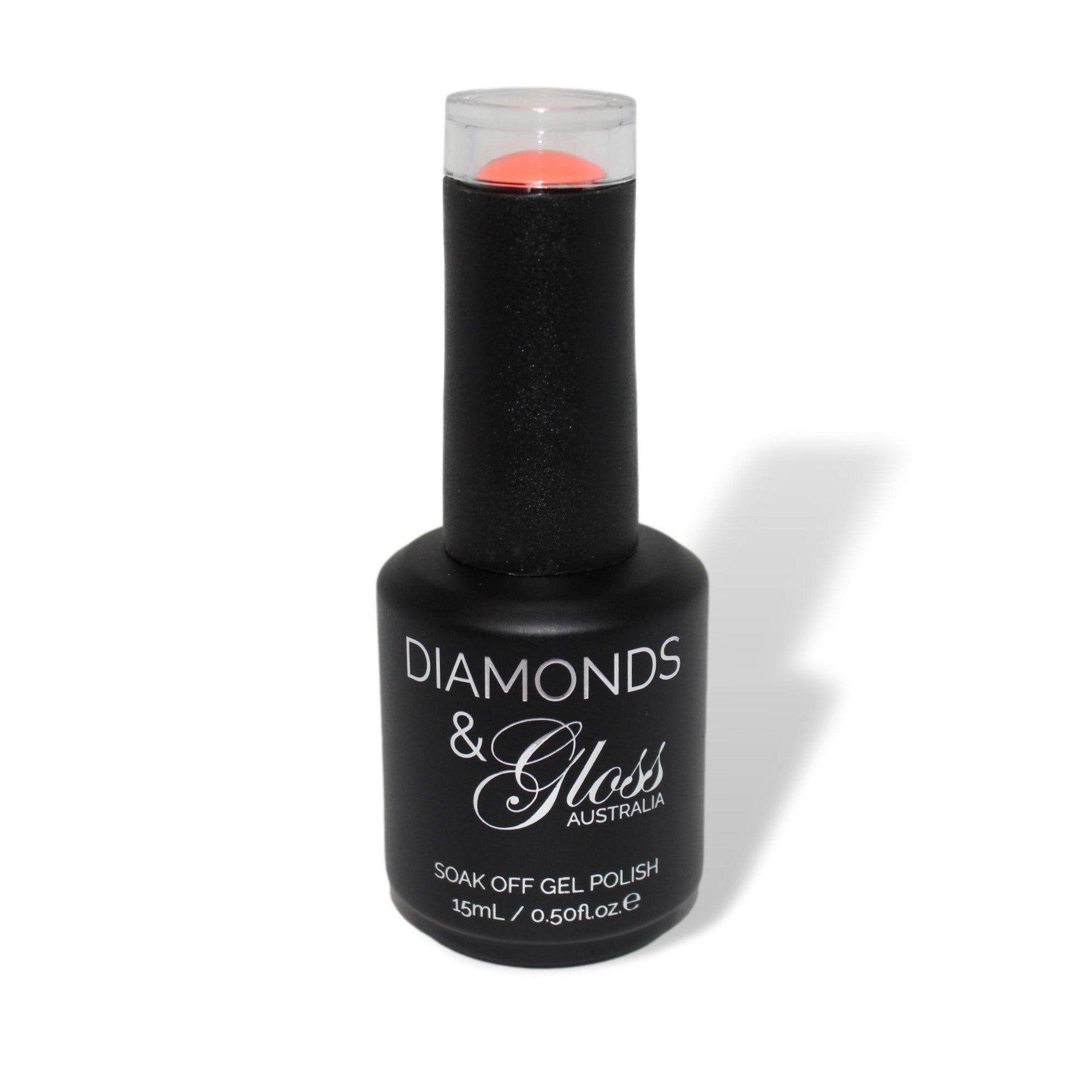 Tropics Bright Neon Orange HEMA Free Gel Nail Polish Diamonds & Gloss Australia 15ml Bottle Vegan, Cruelty Free