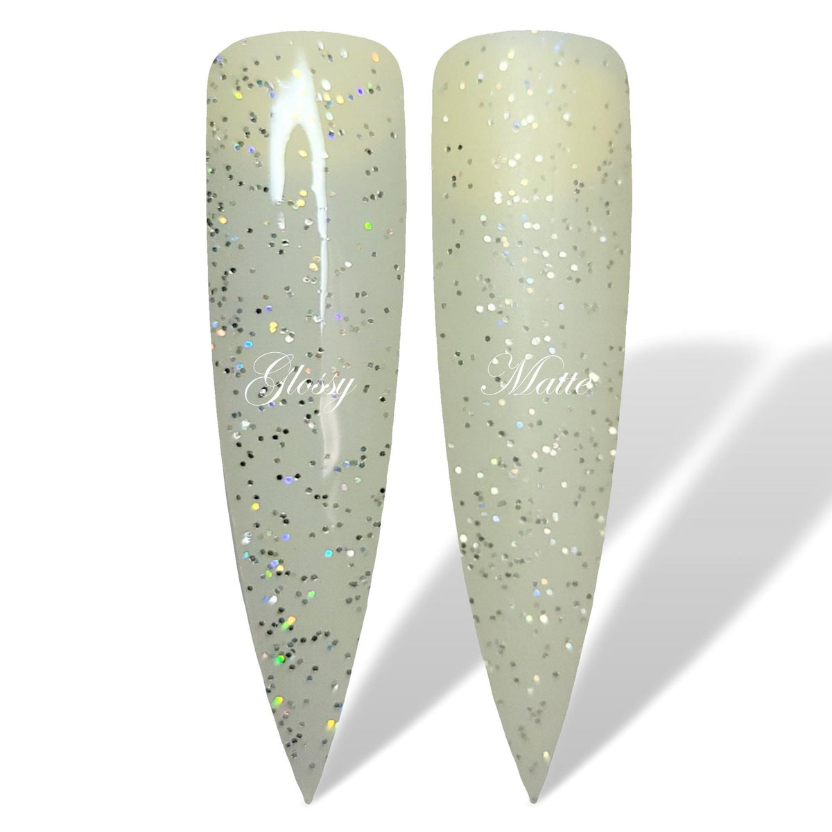 Twinkle Transparent Clear Base with holographic glitter Glossy &amp; Matte HEMA Free Gel Nail Polish Swatches 