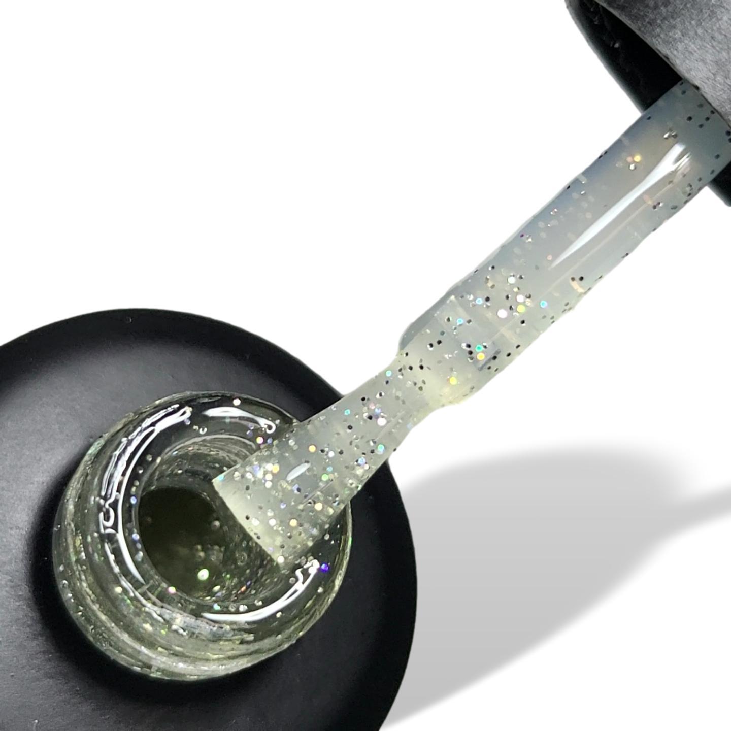 Twinkle Transparent Clear Base with holographic glitter HEMA Free Gel Nail Polish 15ml Bottle & Brush 