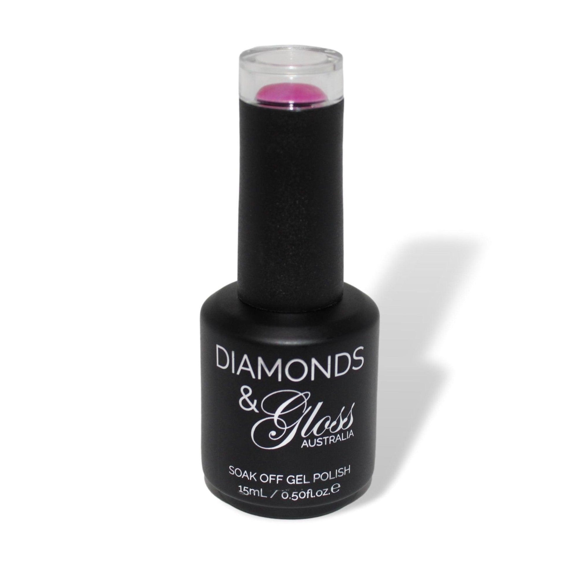 Watermelon Pink with Gold Shimmer HEMA Free Gel Nail Polish Diamonds & Gloss Australia 15ml Bottle Vegan , Cruelty Free