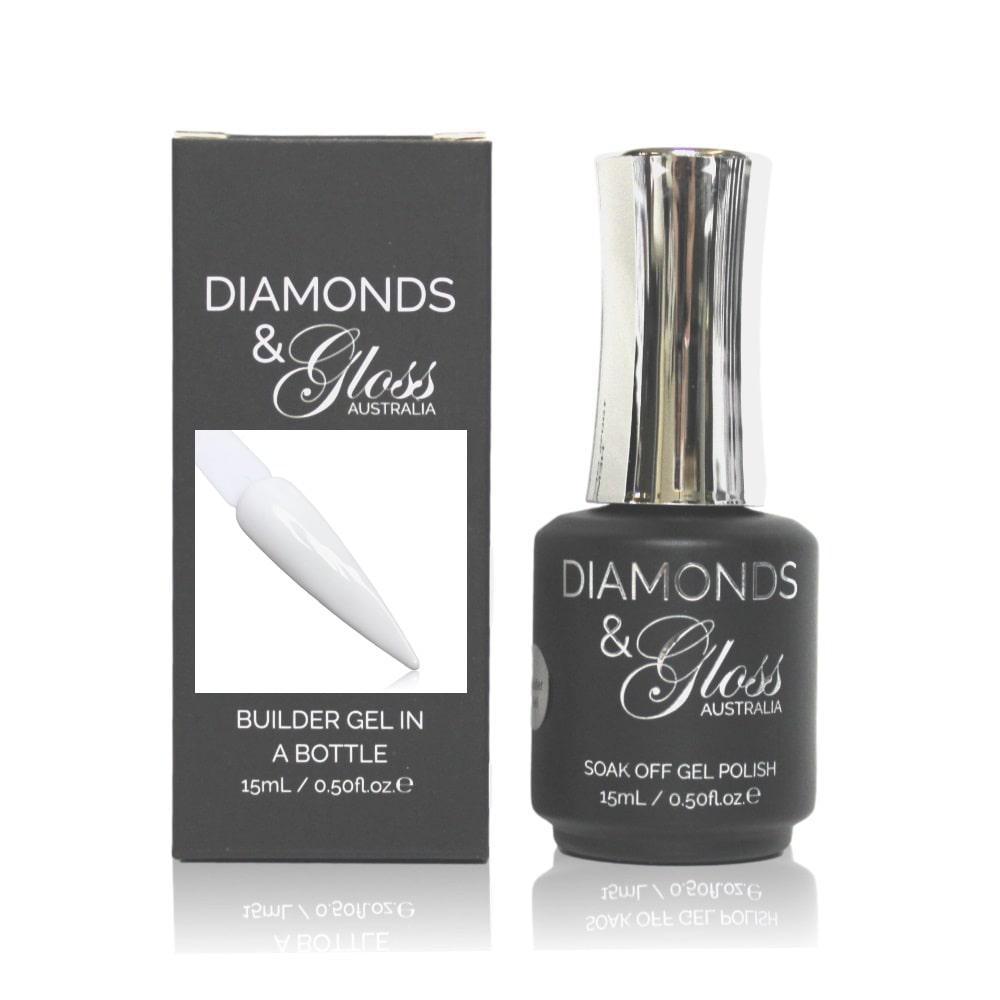 White Builder Gel In A Bottle HEMA Free, Builder Gel Hard Gel Nails, Diamonds &amp; Gloss Australia HEMA Free Nail Supplies