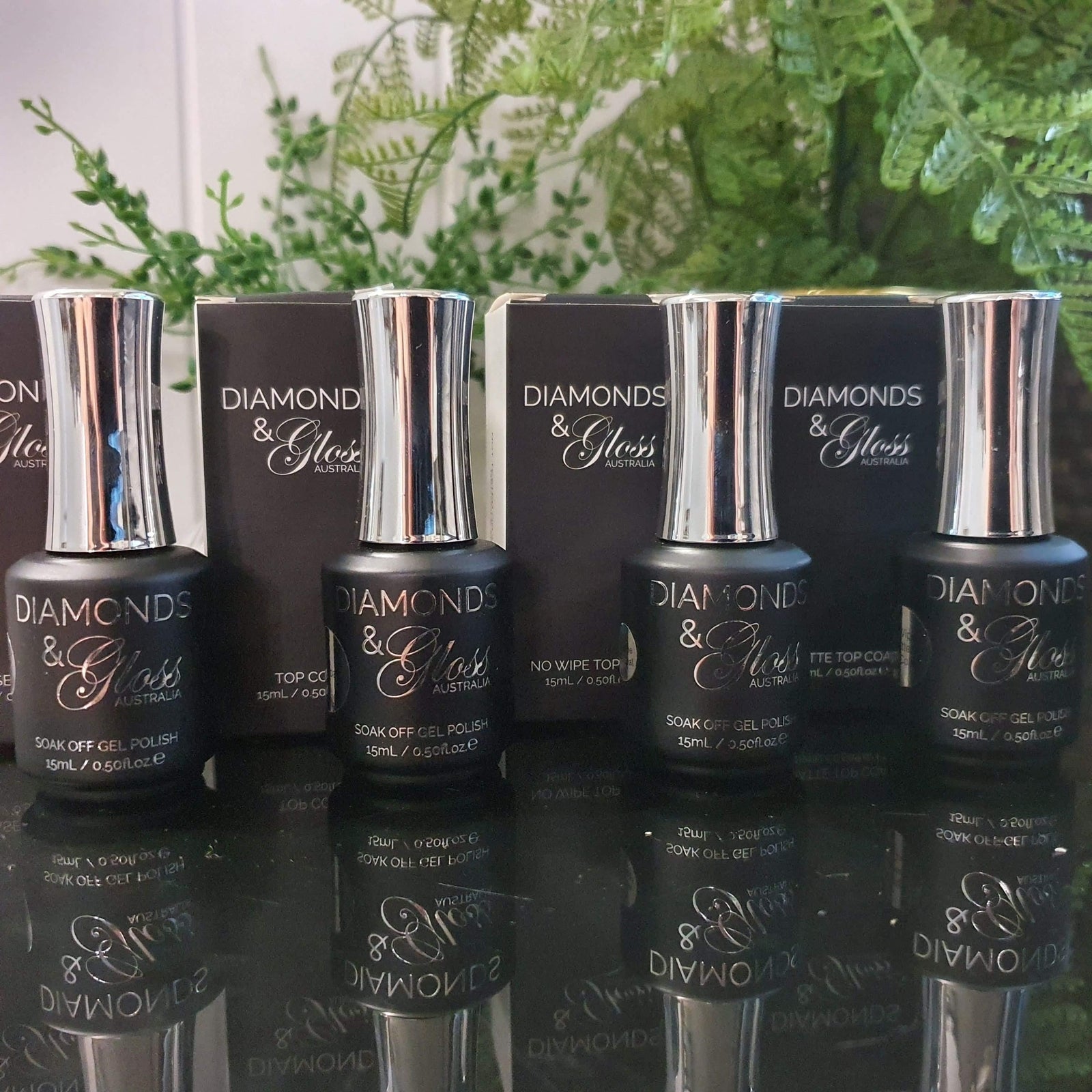 Base & Top Coat Bundle HEMA Free Gel Polish Diamonds & Gloss Australia