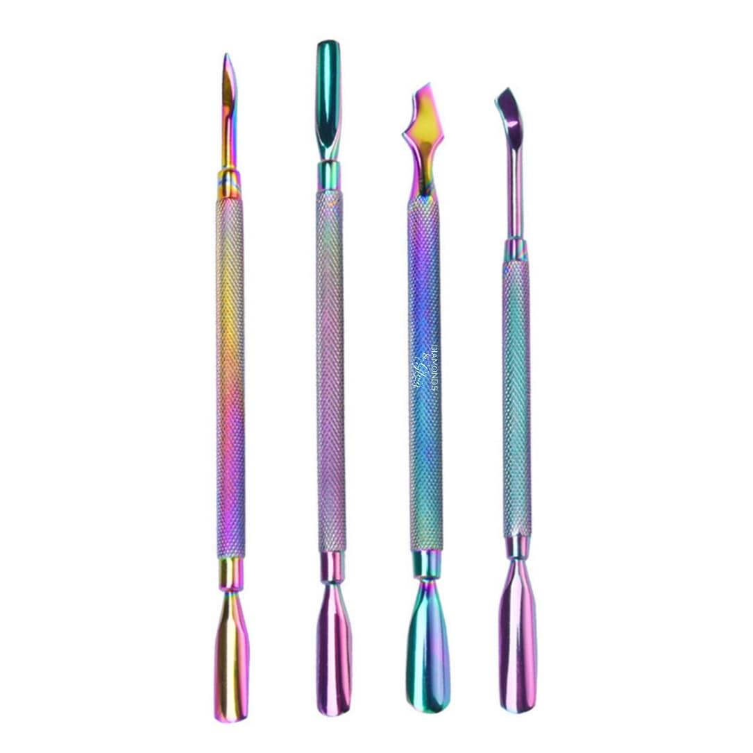 4 different chameleon rainbow chrome Cuticle Pushers