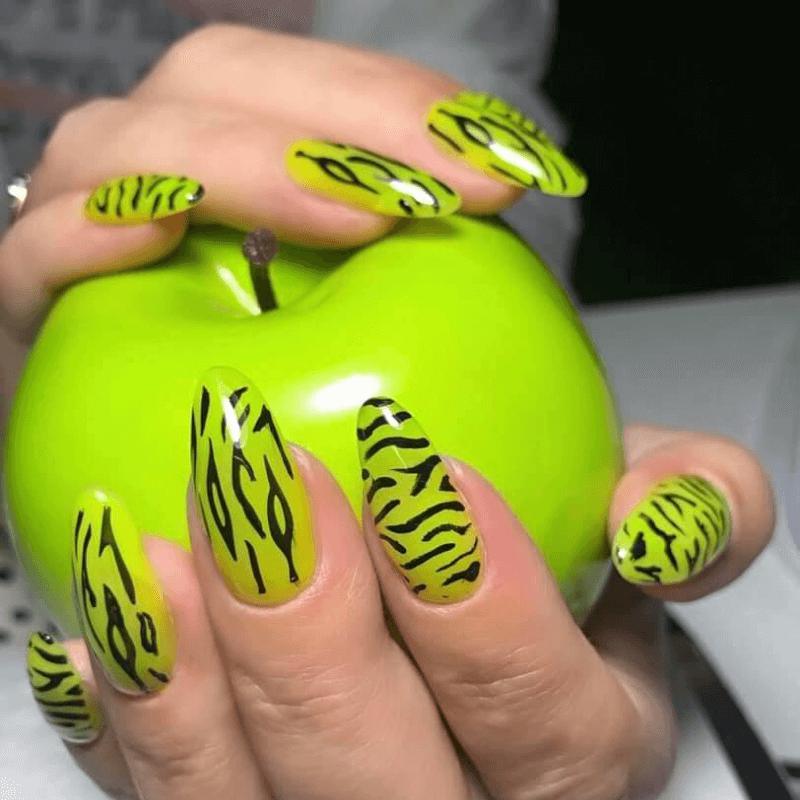Neon Sunshine Yellow HEMA Free Gel Nail Polish Diamonds & Gloss Australia Painted on Gel , Polygel and Acrylic Nails with Nail Art. Vegan, Cruelty Free